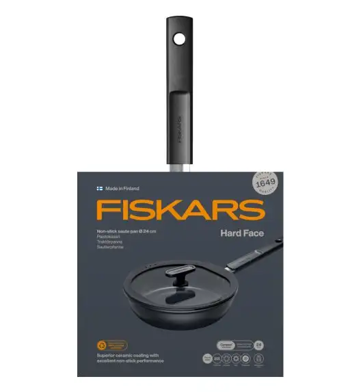 FISKARS HARD FACE Patelnia 24 cm z pokrywką / powłoka Ceratec™ Superior