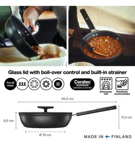 FISKARS HARD FACE Patelnia 24 cm z pokrywką / powłoka Ceratec™ Superior