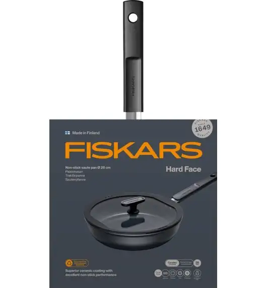 FISKARS HARD FACE Patelnia 26 cm z pokrywką / powłoka Ceratec™ Superior