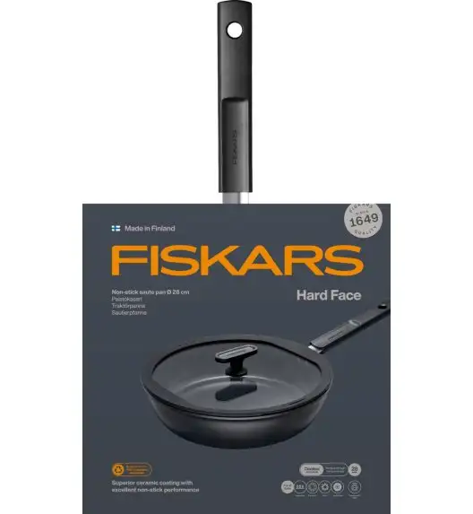 FISKARS HARD FACE Patelnia 28 cm z pokrywką / powłoka Ceratec™ Superior