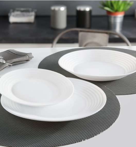 LUMINARC HARENA WHITE Serwis obiadowy 18 el dla 6 osób | szkło hartowane | L3270