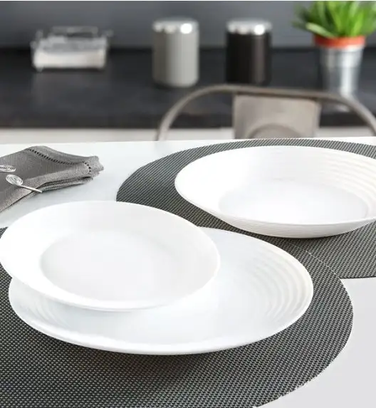 LUMINARC HARENA WHITE Serwis obiadowy 18 el dla 6 osób | szkło hartowane | L3270