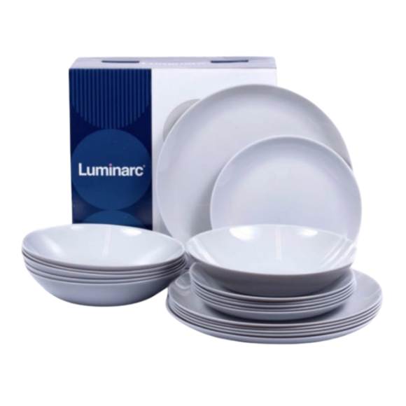 LUMINARC DIWALI GRANIT Komplet obiadowy 19 el dla 6 os / szkło hartowane | P2920