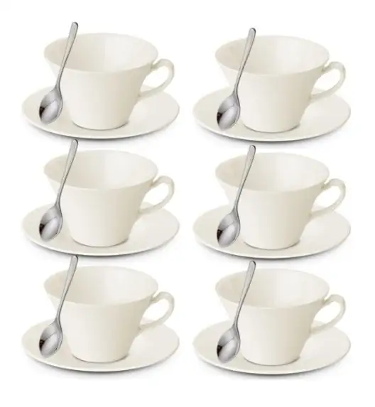 WYPRZEDAŻ! GERLACH MUZA Komplet Filiżanka 280 ml + Spodek 16 cm + Łyżeczka do mokki 10,5 cm / 18 el / 6 osób / porcelana