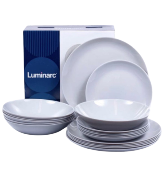 LUMINARC DIWALI GRANIT Komplet obiadowy 57 el dla 18 os / szkło hartowane | P2920