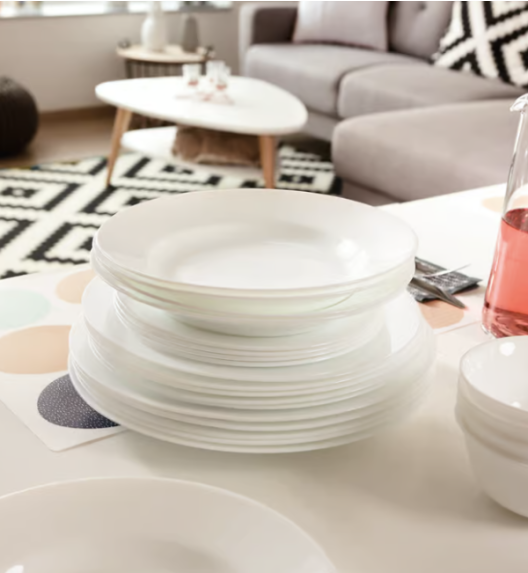 LUMINARC ZELIE WHITE Serwis obiadowy 36 el dla 12 osób | szkło hartowane | V3790