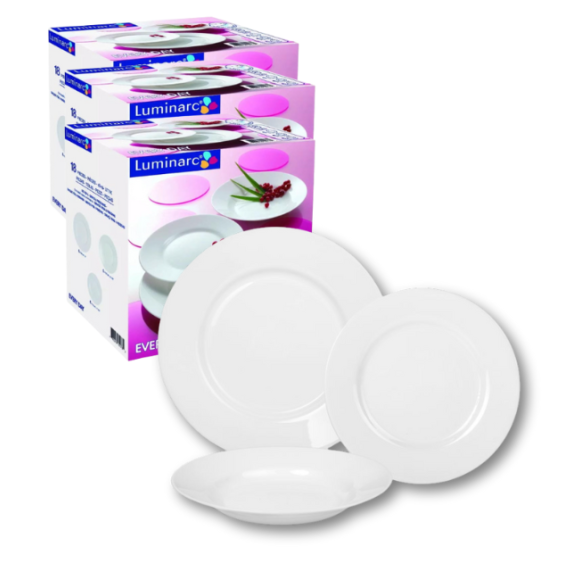 LUMINARC EVERY DAY Serwis obiadowy 54 el dla 18 osób | szkło hartowane | G0566