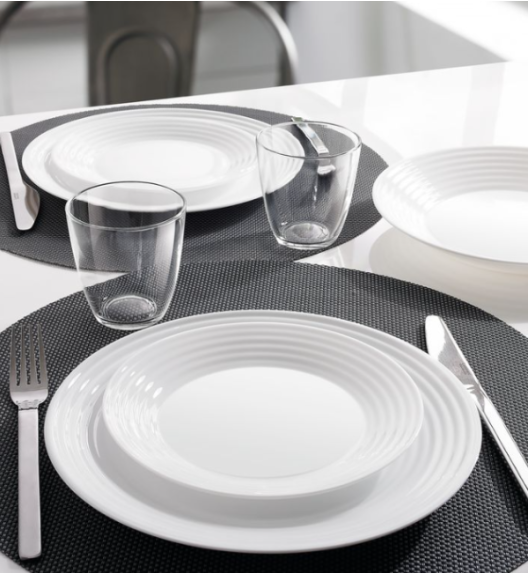 LUMINARC HARENA WHITE Serwis obiadowy 36 el dla 12 osób | szkło hartowane | L3270