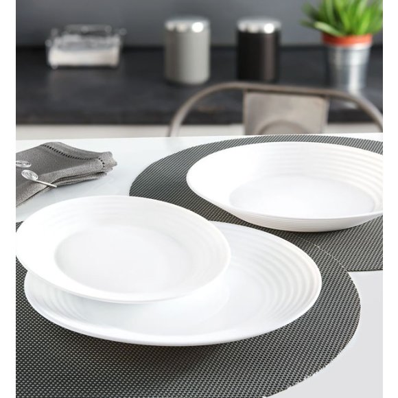 LUMINARC HARENA WHITE Serwis obiadowy 36 el dla 12 osób | szkło hartowane | L3270