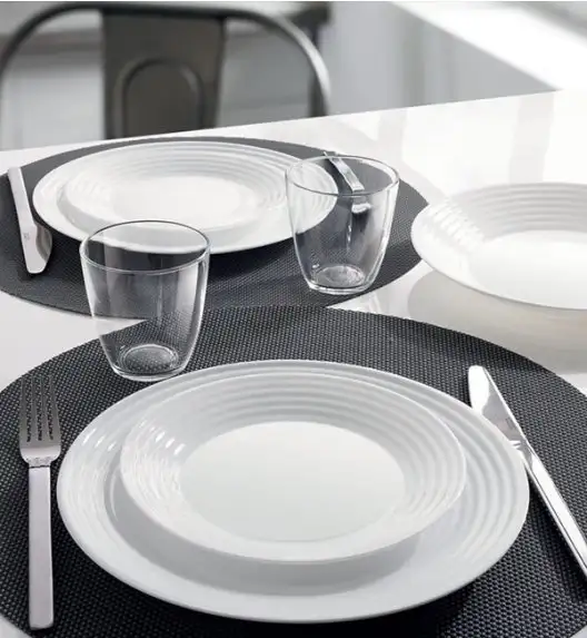 LUMINARC HARENA WHITE Serwis obiadowy 36 el dla 12 osób | szkło hartowane | L3270