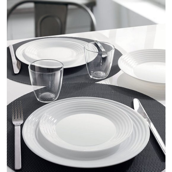 LUMINARC HARENA WHITE Serwis obiadowy 36 el dla 12 osób | szkło hartowane | L3270