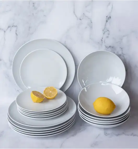 LUBIANA VANILLA Serwis obiadowy 40 el dla 12 osób | biała porcelana