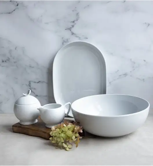 LUBIANA VANILLA Serwis obiadowo - kawowy 67 el dla 12 osób | biała porcelana