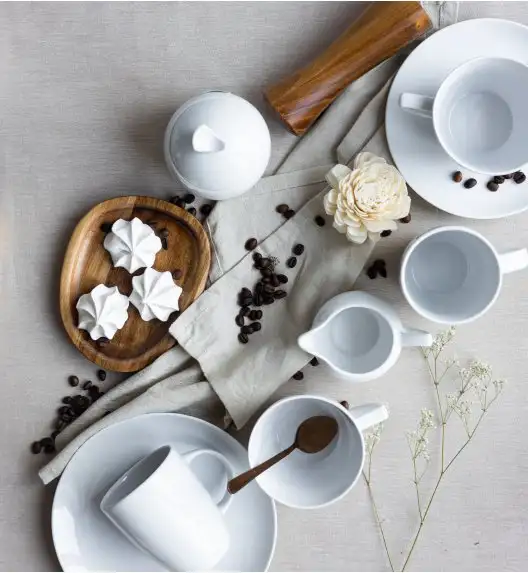 LUBIANA VANILLA Serwis obiadowo - kawowy 134 el dla 24 osób | biała porcelana