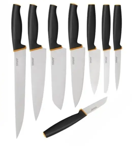 FISKARS CONTROL+ Komplet 8 noży + ostrzałka ceramiczna Roll-Sharp / japońska stal nierdzewna