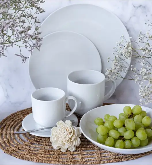 LUBIANA VANILLA Serwis obiadowo - kawowy 76 el dla 12 osób | biała porcelana