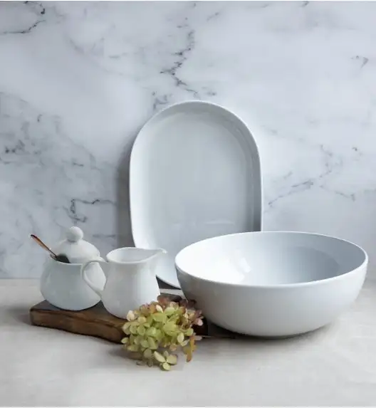 LUBIANA VANILLA Serwis obiadowo - kawowy 94 el dla 18 osób | biała porcelana