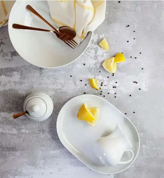LUBIANA VANILLA Serwis obiadowo - kawowy 94 el dla 18 osób | biała porcelana