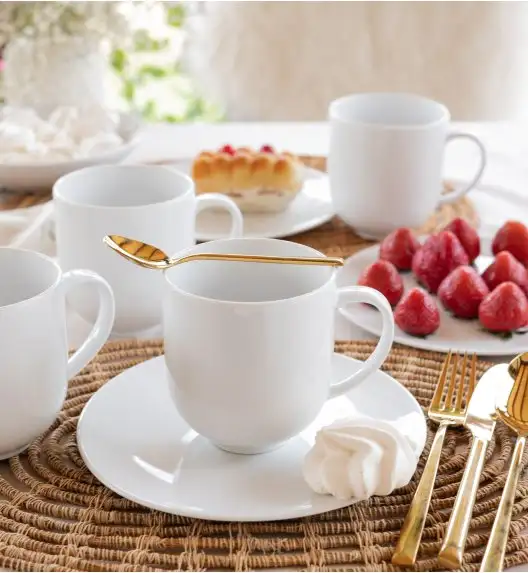 LUBIANA VANILLA Serwis obiadowo - kawowy 94 el dla 18 osób | biała porcelana