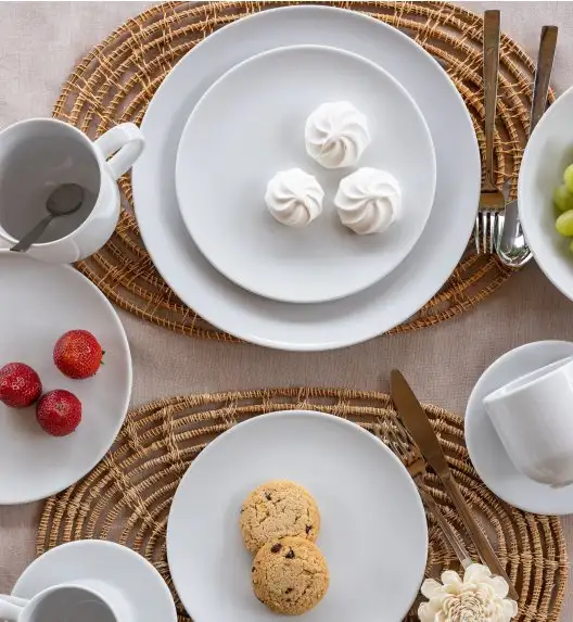 LUBIANA VANILLA Serwis obiadowo - kawowy 94 el dla 18 osób | biała porcelana