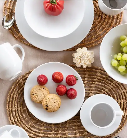 LUBIANA VANILLA Serwis obiadowo - kawowy 94 el dla 18 osób | biała porcelana