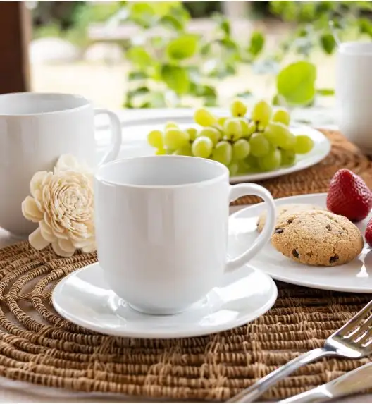 LUBIANA VANILLA Serwis obiadowo - kawowy 94 el dla 18 osób | biała porcelana