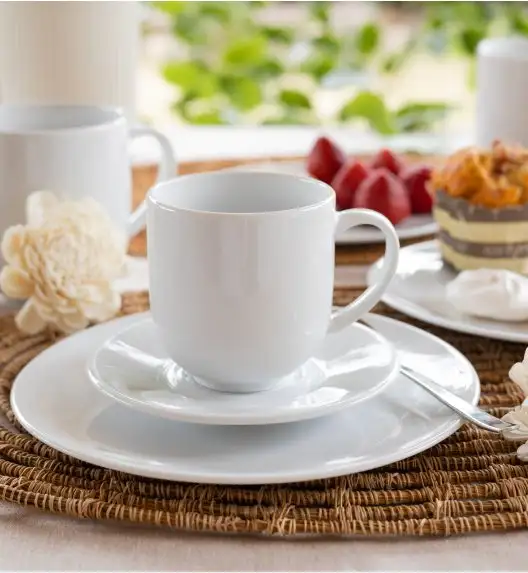 LUBIANA VANILLA Serwis obiadowo - kawowy 94 el dla 18 osób | biała porcelana