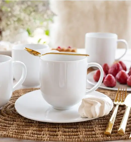 LUBIANA VANILLA Serwis obiadowo - kawowy 94 el dla 18 osób | biała porcelana