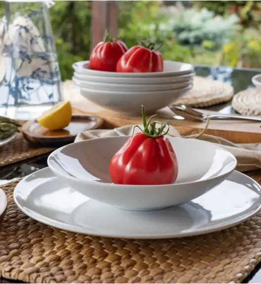 LUBIANA VANILLA Serwis obiadowo - kawowy 94 el dla 18 osób | biała porcelana