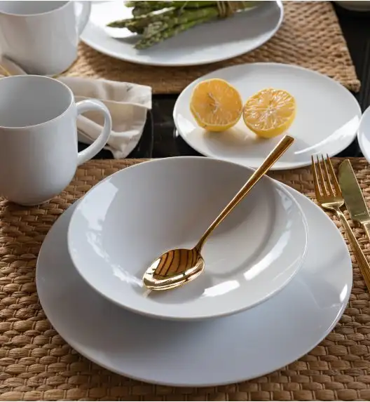 LUBIANA VANILLA Serwis obiadowo - kawowy 94 el dla 18 osób | biała porcelana