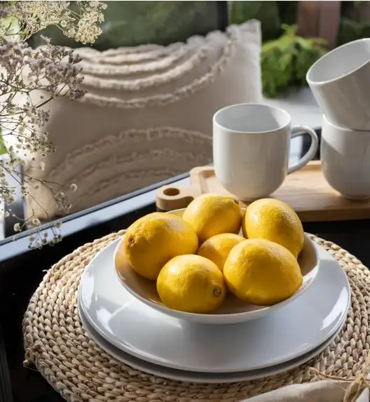 LUBIANA VANILLA Serwis obiadowo - kawowy 94 el dla 18 osób | biała porcelana