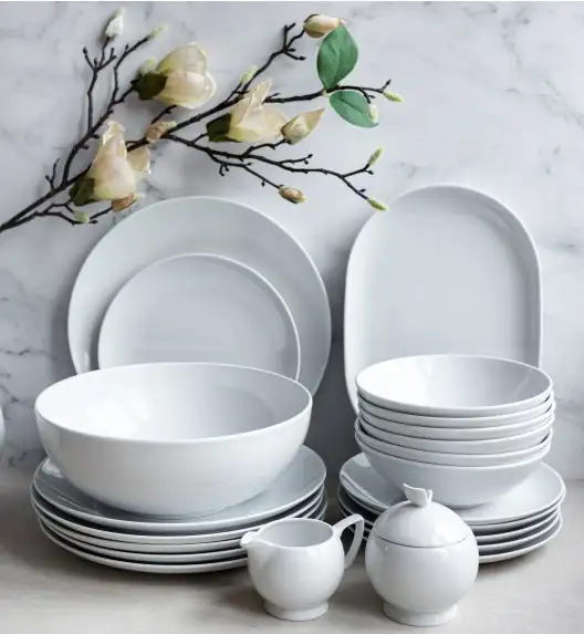 LUBIANA VANILLA Serwis obiadowo - kawowy 152 el dla 24 osób | biała porcelana
