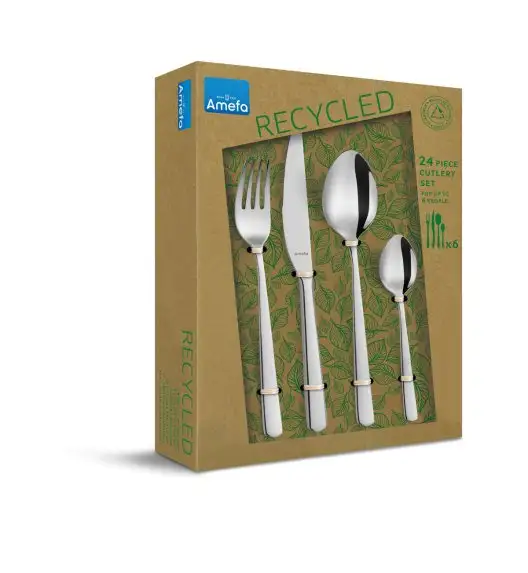 AMEFA PHOENIX Komplet sztućców z recyklingu 96 el dla 24 os w pudełku / połysk / stal nierdzewna 18/0