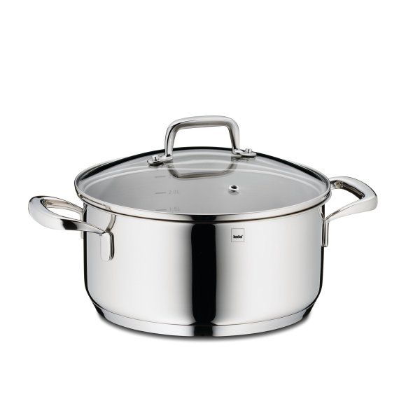 KELA | Flavoria | garnek niski z pokrywką, stal nierdzewna/szkło, 2,4 l, śred. 20 x 10 cm