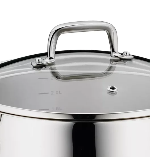 KELA | Flavoria | garnek niski z pokrywką, stal nierdzewna/szkło, 2,4 l, śred. 20 x 10 cm