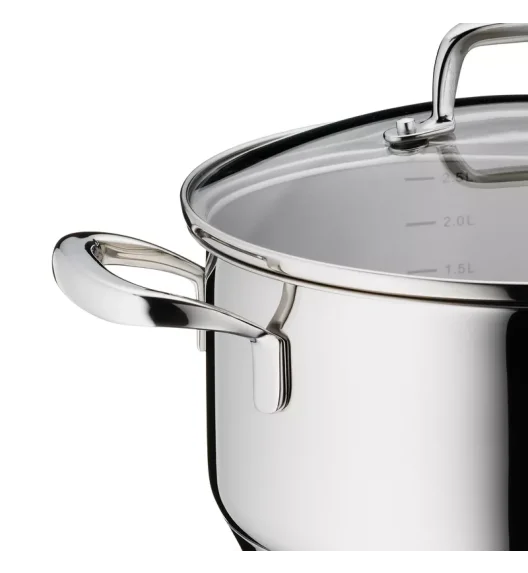 KELA | Flavoria | garnek niski z pokrywką, stal nierdzewna/szkło, 2,4 l, śred. 20 x 10 cm