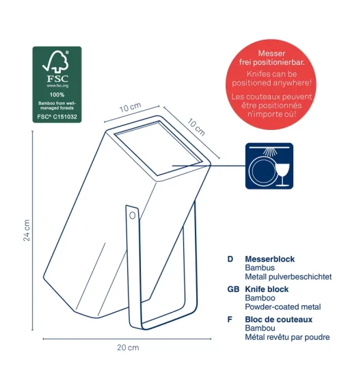 KELA | Kiril | blok na noże, bambus, 20 x 10 x 24 cm