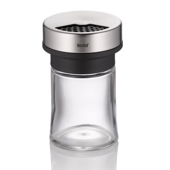 KELA | Miko | dozownik do przypraw, szkło/stal nierdzewna, 0,07 l, śred. 6 x 9,5 cm