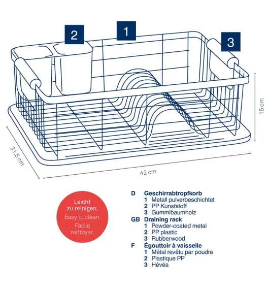 KELA | Rica | suszarka do naczyń, 42 x 31,5 x 15 cm