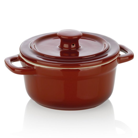 KELA | Malin | naczynie żaroodporne z pokrywką, ceramika, śred. 14 x 9,5 cm, czerwone