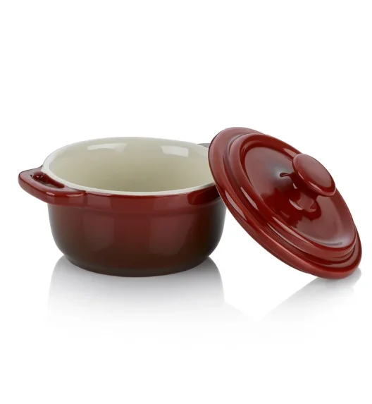 KELA | Malin | naczynie żaroodporne z pokrywką, ceramika, śred. 14 x 9,5 cm, czerwone
