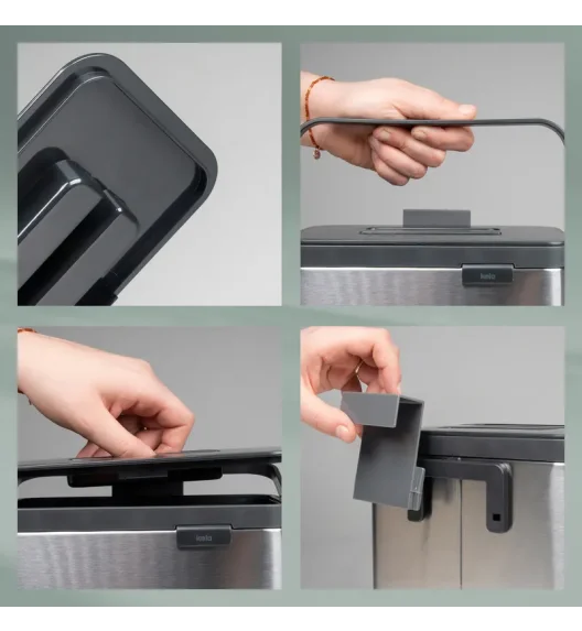 KELA | Plata | kosz na odpady organiczne, stal nierdzewna/tworzywo sztuczne, 2,1 l, 20,5 x 13 x 21 cm