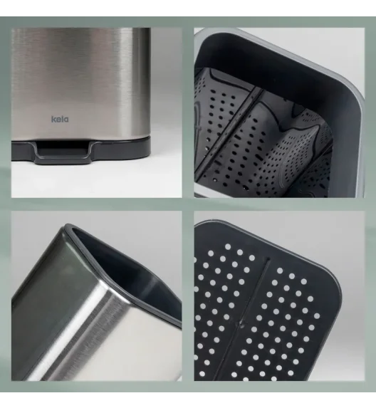 KELA | Plata | kosz na odpady organiczne, stal nierdzewna/tworzywo sztuczne, 2,1 l, 20,5 x 13 x 21 cm