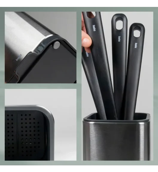 KELA | Plata | kosz na odpady organiczne, stal nierdzewna/tworzywo sztuczne, 2,1 l, 20,5 x 13 x 21 cm