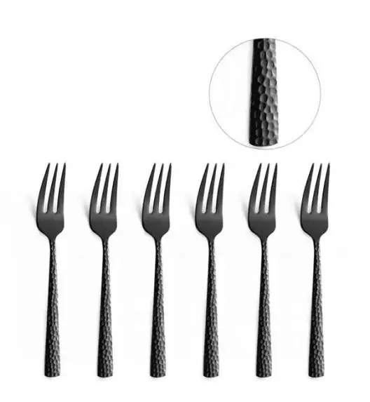 WYPRZEDAŻ! AMEFA FELICITY Sztućce UE Komplet 6x Widelczyk do ciasta w pudełku / czarne / wieczysta gwarancja