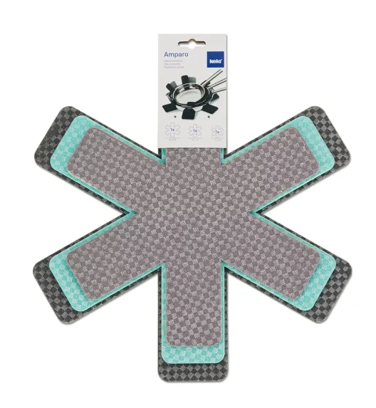 KELA | Amparo | przekładki do przechowywania patelni, 3 szt., śred. 39 cm, szare+miętowa