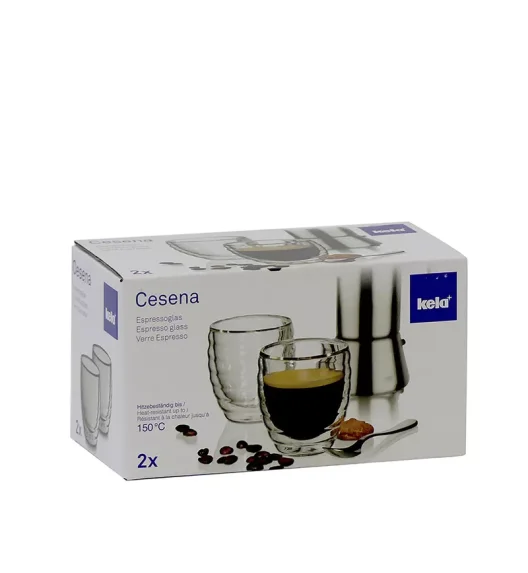 KELA | Cesena | 2 szklanki do espresso o podwójnych ściankach, śred. 6 x 6,5 cm, 0,08 l