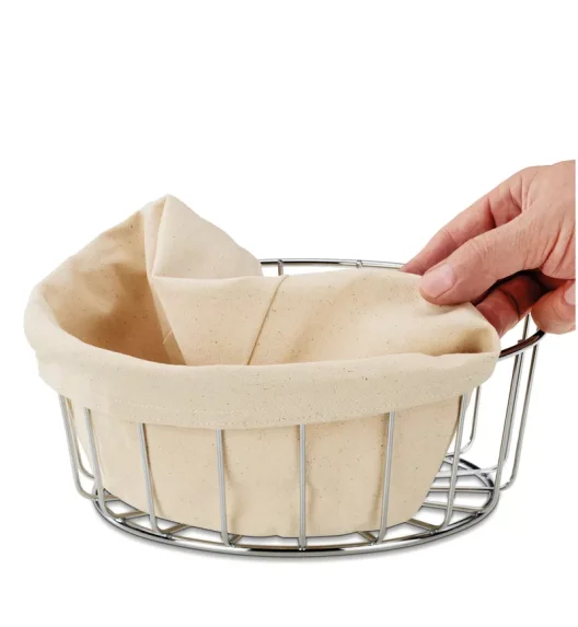 KELA | Miri | kosz na pieczywo, metal/bawełna, śred. 26,5 x 10 cm