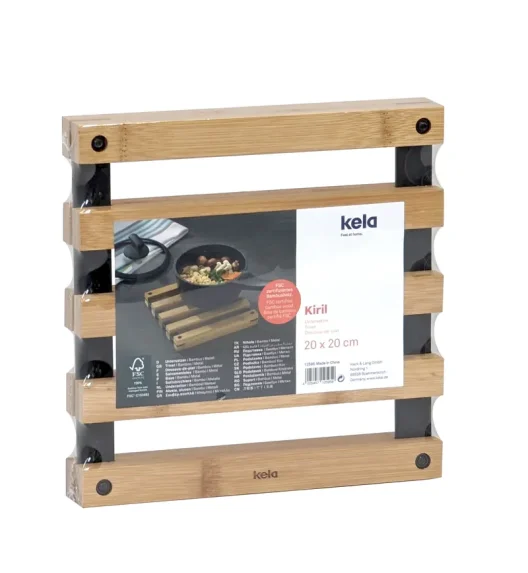 KELA | Kiril | podkładka pod gorące naczynia, bambus/metal, 20 x 20 x 3 cm