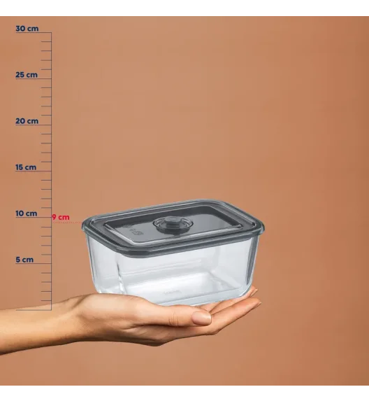 KELA | Aurelia | pojemnik na żywność, szkło borokrzemowe/tworzywo sztuczne, 1,4 l, 20 x 14,5 x 9 cm